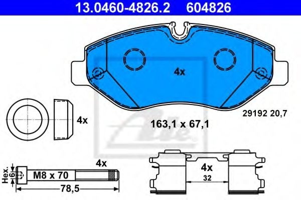 Set placute frana,frana disc MERCEDES VITO Tourer (W447) (2014 - 2016) ATE 13.0460-4826.2 piesa NOUA