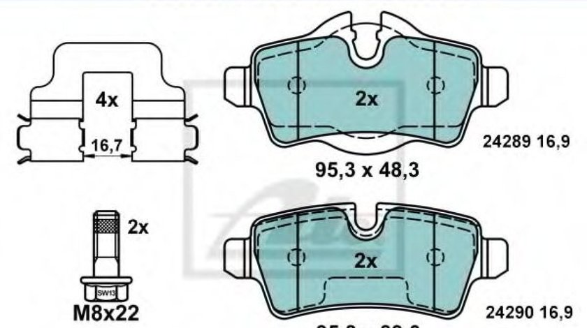 Set placute frana,frana disc MINI MINI Cupe (R58) (2011 - 2016) ATE 13.0470-2714.2 piesa NOUA