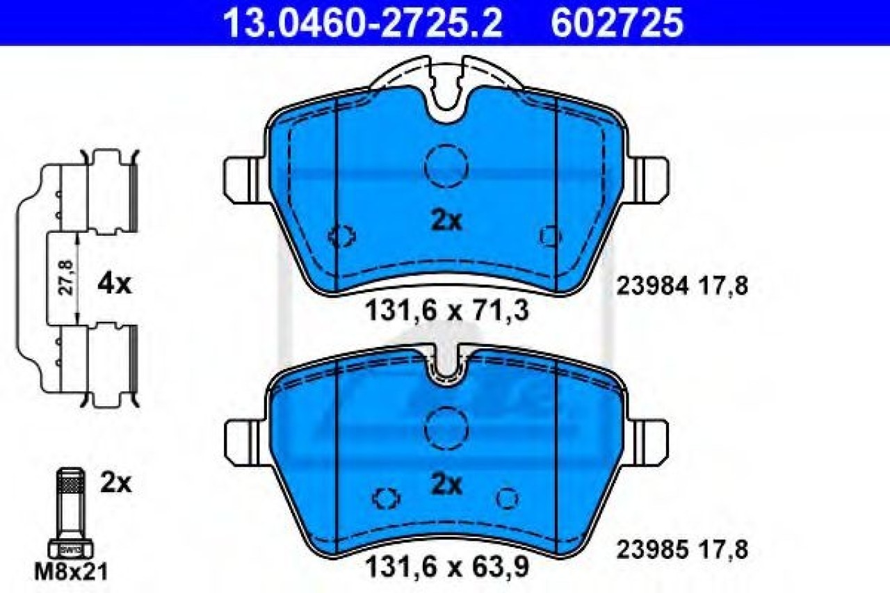 Set placute frana,frana disc MINI MINI Roadster (R59) (2012 - 2016) ATE 13.0460-2725.2 piesa NOUA