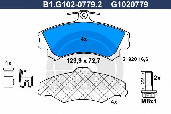 Set placute frana,frana disc MITSUBISHI COLT CZC Cabriolet (RG) (2006 - 2009) GALFER B1.G102-0779.2 piesa NOUA