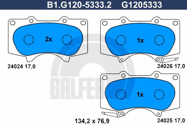 Set placute frana,frana disc MITSUBISHI PAJERO CLASSIC (V2_W) (2002 - 2016) GALFER B1.G120-5333.2 piesa NOUA