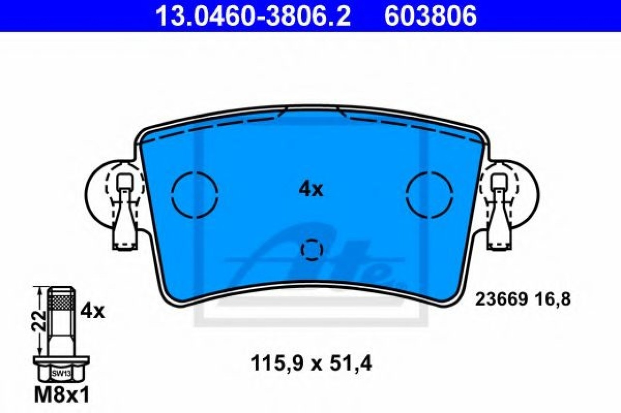 Set placute frana,frana disc NISSAN INTERSTAR bus (X70) (2002 - 2016) ATE 13.0460-3806.2 piesa NOUA