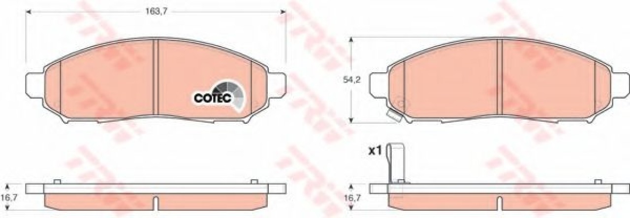 Set placute frana,frana disc NISSAN NAVARA platou / sasiu (D40) (2008 - 2016) TRW GDB3404 piesa NOUA