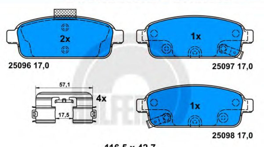 Set placute frana,frana disc OPEL ASTRA J (2009 - 2016) GALFER B1.G102-0953.2 piesa NOUA