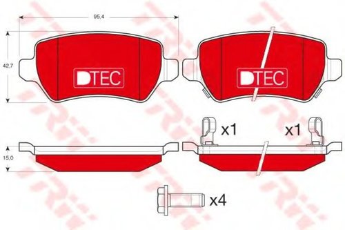 Set placute frana,frana disc OPEL COMBO Tour (2001 - 2016) TRW GDB1515DTE piesa NOUA