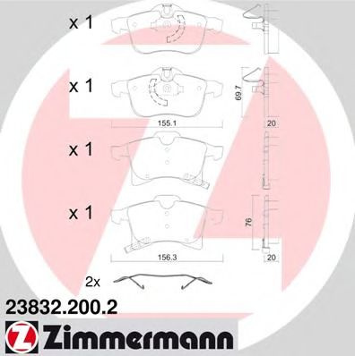 Set placute frana,frana disc OPEL COMBO Tour (2001 - 2016) ZIMMERMANN 23832.200.2 piesa NOUA