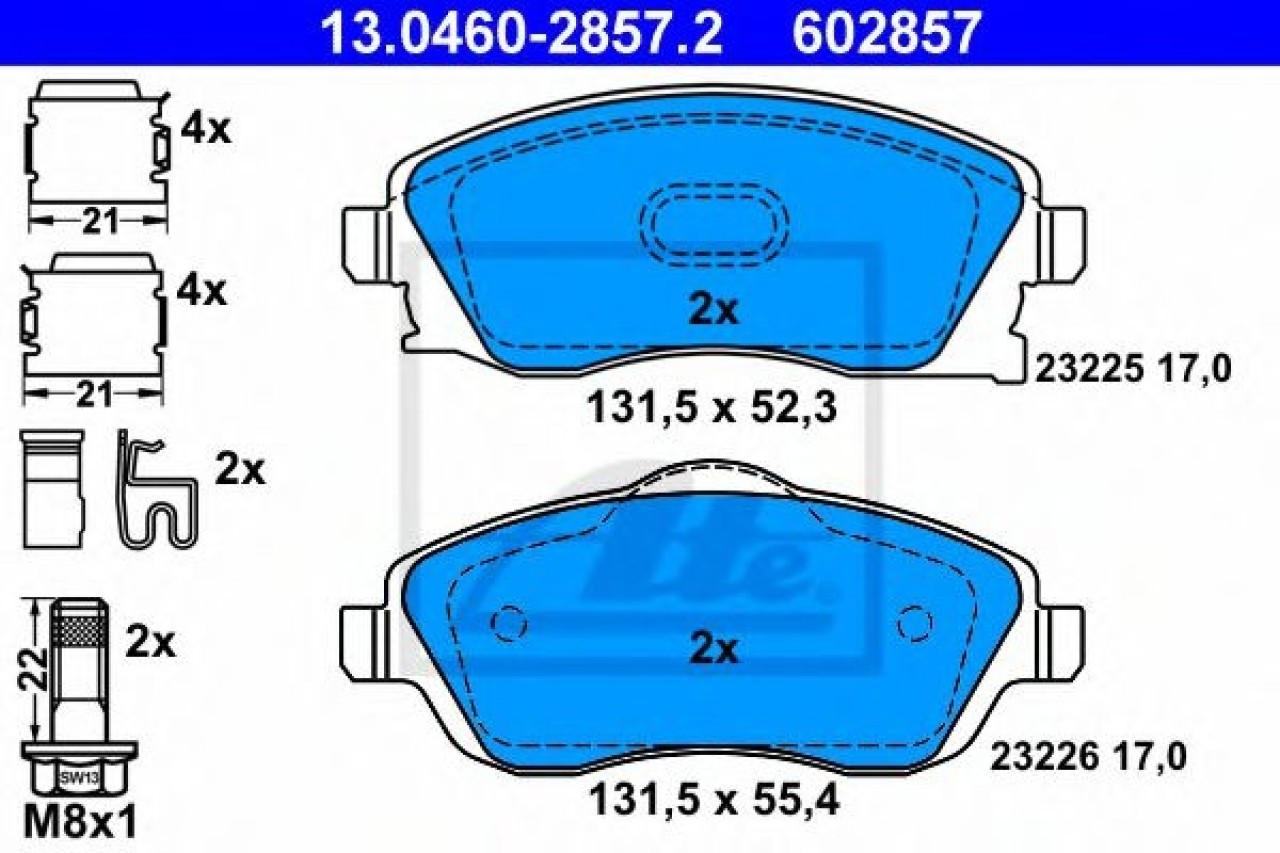 Set placute frana,frana disc OPEL COMBO Tour (2001 - 2016) ATE 13.0460-2857.2 piesa NOUA