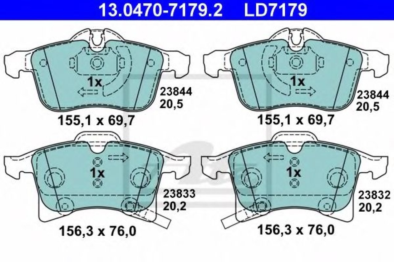 Set placute frana,frana disc OPEL MERIVA B (2010 - 2016) ATE 13.0470-7179.2 piesa NOUA