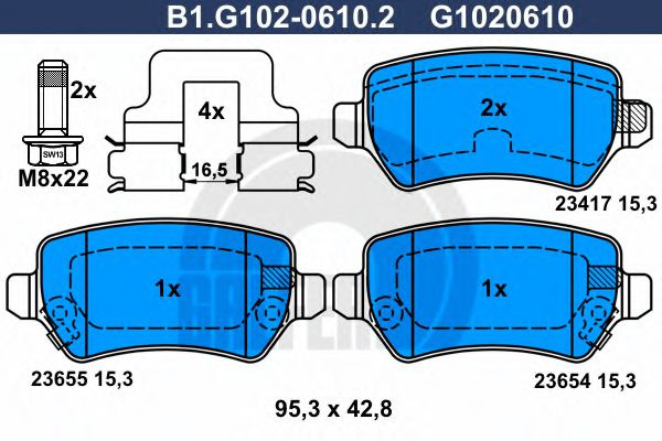 Set placute frana,frana disc OPEL MERIVA B (2010 - 2016) GALFER B1.G102-0610.2 piesa NOUA