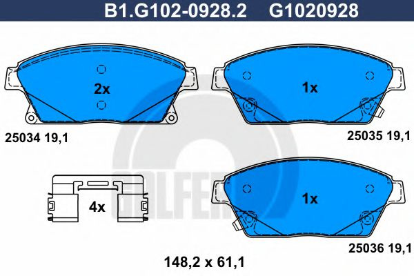 Set placute frana,frana disc OPEL MOKKA (2012 - 2016) GALFER B1.G102-0928.2 piesa NOUA