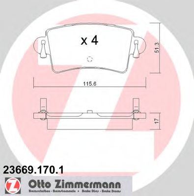 Set placute frana,frana disc OPEL MOVANO Combi (J9) (1998 - 2010) ZIMMERMANN 23669.170.1 piesa NOUA