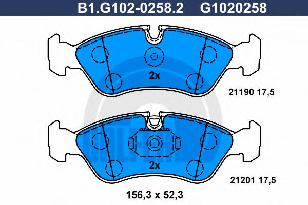 Set placute frana,frana disc OPEL VECTRA B Combi (31) (1996 - 2003) GALFER B1.G102-0258.2 piesa NOUA