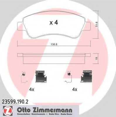 Set placute frana,frana disc PEUGEOT 1007 (KM) (2005 - 2016) ZIMMERMANN 23599.190.2 piesa NOUA