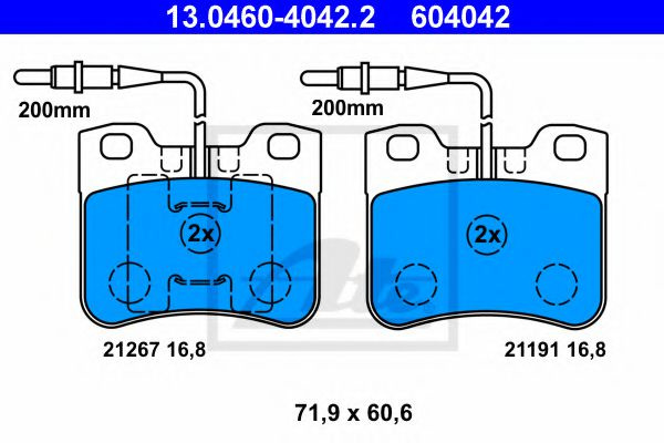 Set placute frana,frana disc PEUGEOT 106 I (1A, 1C) (1991 - 1996) ATE 13.0460-4042.2 piesa NOUA