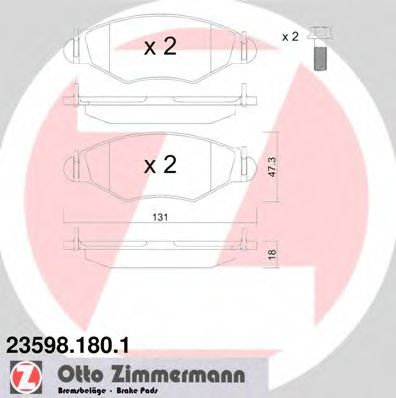 Set placute frana,frana disc PEUGEOT 206 limuzina (2007 - 2016) ZIMMERMANN 23598.180.1 piesa NOUA