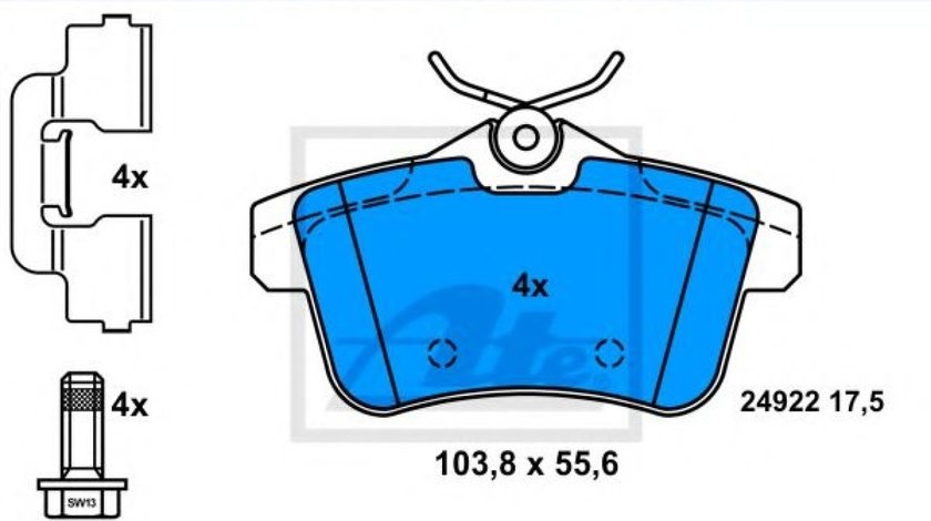 Set placute frana,frana disc PEUGEOT 3008 (2009 - 2016) ATE 13.0460-2761.2 piesa NOUA