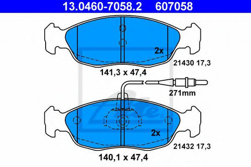 Set placute frana,frana disc PEUGEOT 306 (7B, N3, N5) (1993 - 2003) ATE 13.0460-7058.2 piesa NOUA