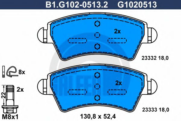 Set placute frana,frana disc PEUGEOT 306 (7B, N3, N5) (1993 - 2003) GALFER B1.G102-0513.2 piesa NOUA