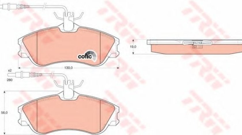 Set placute frana,frana disc PEUGEOT 306 (7B, N3, N5) (1993 - 2003) TRW GDB1260 piesa NOUA