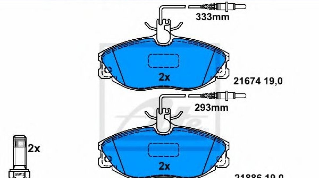 Set placute frana,frana disc PEUGEOT 306 Hatchback (7A, 7C, N3, N5) (1993 - 2003) ATE 13.0460-2817.2 piesa NOUA