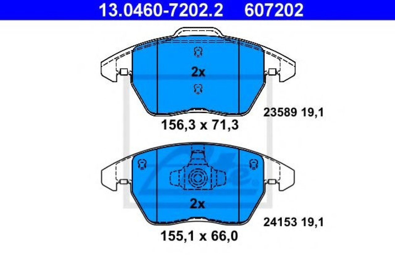 Set placute frana,frana disc PEUGEOT 307 CC (3B) (2003 - 2016) ATE 13.0460-7202.2 piesa NOUA