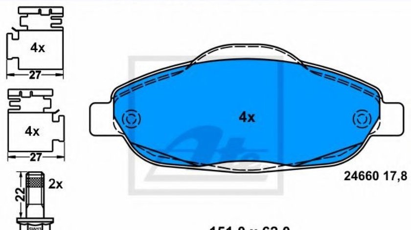 Set placute frana,frana disc PEUGEOT 308 CC (2009 - 2016) ATE 13.0460-3847.2 piesa NOUA