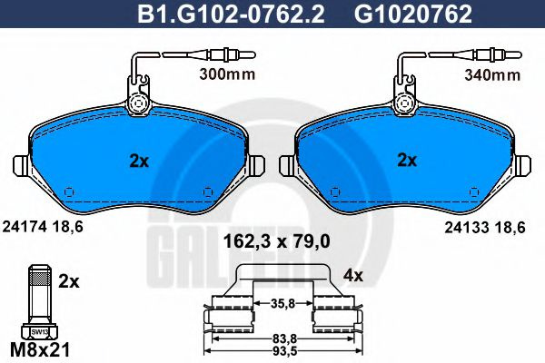 Set placute frana,frana disc PEUGEOT 407 SW (6E) (2004 - 2016) GALFER B1.G102-0762.2 piesa NOUA