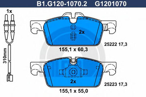 Set placute frana,frana disc PEUGEOT 508 (2010 - 2016) GALFER B1.G120-1070.2 piesa NOUA