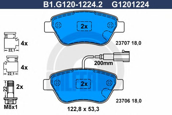 Set placute frana,frana disc PEUGEOT BIPPER (AA) (2008 - 2016) GALFER B1.G120-1224.2 piesa NOUA