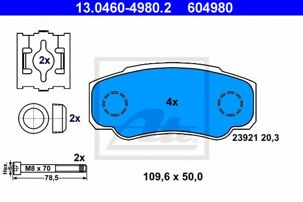 Set placute frana,frana disc PEUGEOT BOXER platou / sasiu (244) (2001 - 2016) ATE 13.0460-4980.2 piesa NOUA