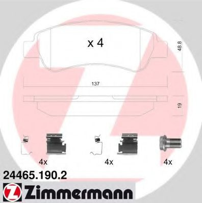 Set placute frana,frana disc PEUGEOT BOXER caroserie (2006 - 2016) ZIMMERMANN 24465.190.2 piesa NOUA