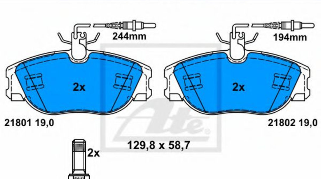 Set placute frana,frana disc PEUGEOT EXPERT platou / sasiu (223) (1995 - 2016) ATE 13.0460-2978.2 piesa NOUA