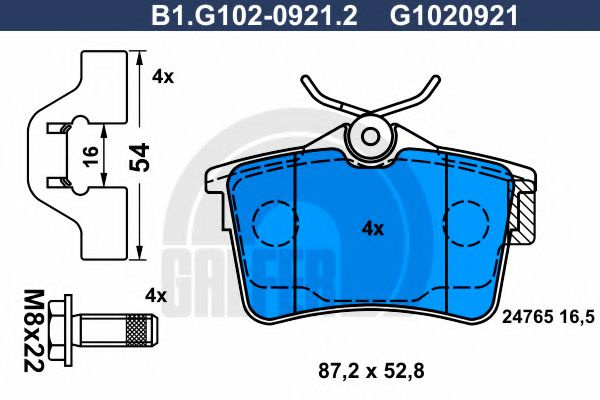 Set placute frana,frana disc PEUGEOT PARTNER (2008 - 2016) GALFER B1.G102-0921.2 piesa NOUA