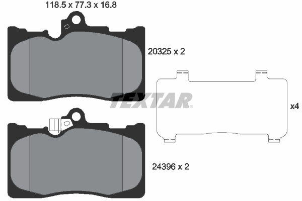 Set placute frana,frana disc punte fata (2032501 TEXTAR) LEXUS,TOYOTA,TOYOTA (FAW)