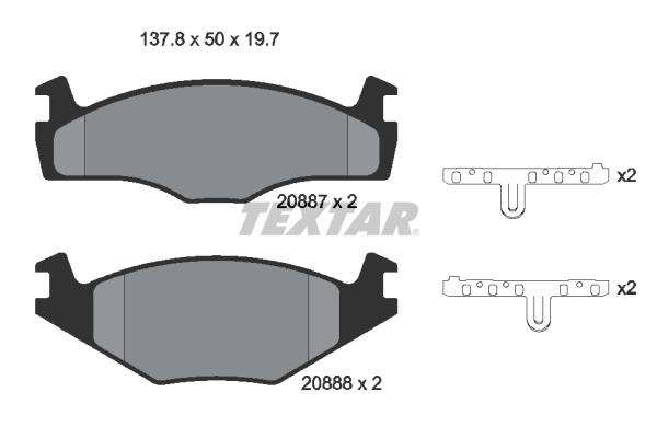 Set placute frana,frana disc punte fata (2088710 TEXTAR) SEAT,VW,VW (FAW),VW (SVW)