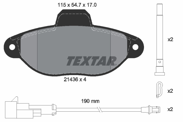 Set placute frana,frana disc punte fata (2143609 TEXTAR) FIAT,FORD