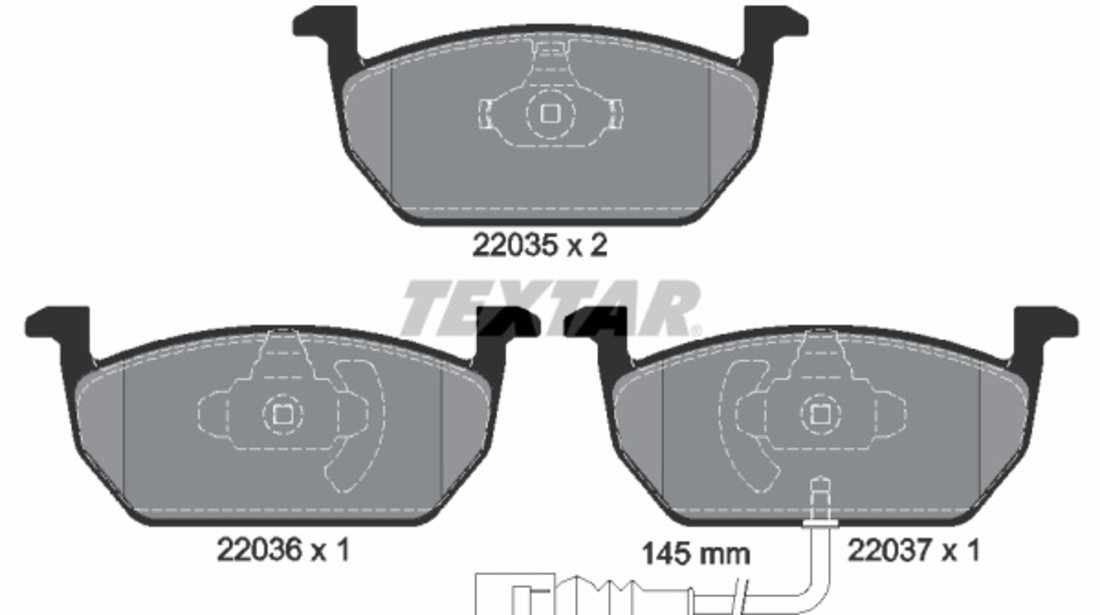 Set placute frana,frana disc punte fata (2203501 TEXTAR) AUDI,SEAT,SKODA,SKODA (SVW),VW,VW (FAW),VW (SVW)