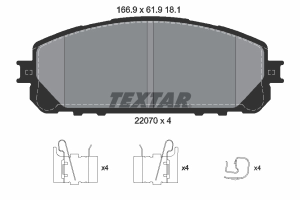 Set placute frana,frana disc punte fata (2207001 TEXTAR) JEEP,JEEP (GAC FCA)