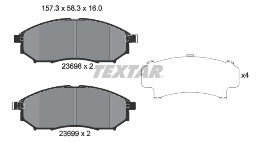 Set placute frana,frana disc punte fata (2369801 TEXTAR) INFINITI,MITSUBISHI,NISSAN,RENAULT,SAMSUNG