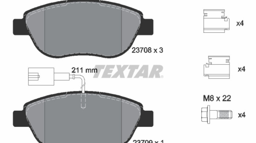 Set placute frana,frana disc punte fata (2370881 TEXTAR) ABARTH,CHRYSLER,FIAT,LANCIA,OPEL,VAUXHALL,ZOTYE