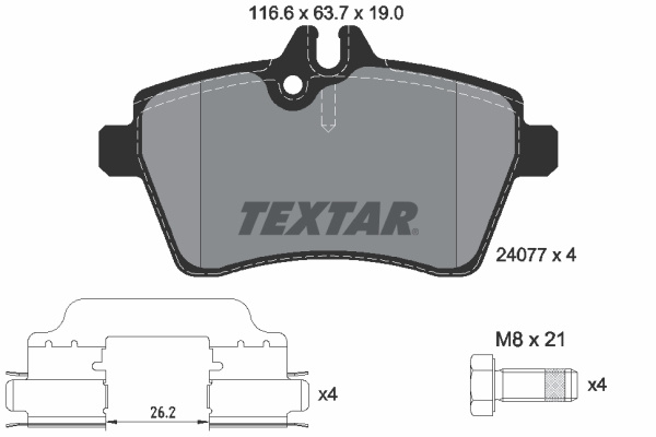 Set placute frana,frana disc punte fata (2407702 TEXTAR) MERCEDES-BENZ