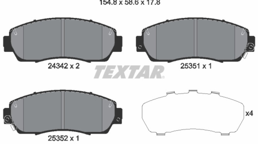 Set placute frana,frana disc punte fata (2434201 TEXTAR) ACURA,CHANGAN,GREAT WALL,HAVAL,HONDA,HONDA (DONGFENG),HONDA (GAC)