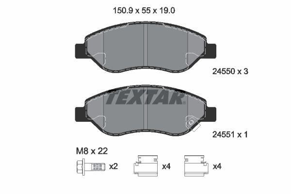 Set placute frana,frana disc punte fata (2455001 TEXTAR) OPEL,VAUXHALL