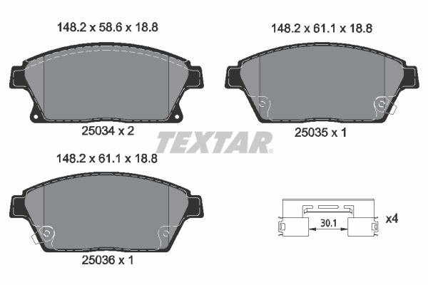 Set placute frana,frana disc punte fata (2503401 TEXTAR) BUICK,BUICK (SGM),CADILLAC,CHEVROLET,CHEVROLET (SGM),HOLDEN,OPEL,VAUXHALL