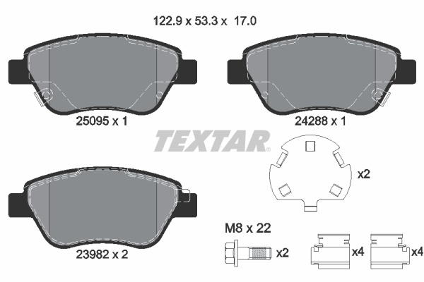 Set placute frana,frana disc punte fata (2509501 TEXTAR) OPEL,VAUXHALL