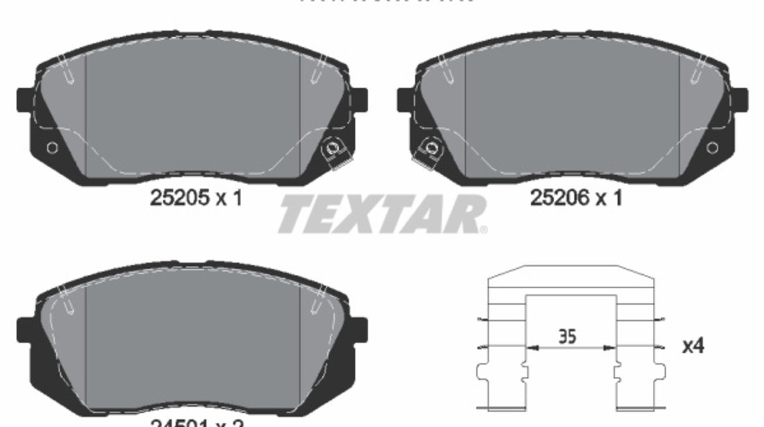 Set placute frana,frana disc punte fata (2520501 TEXTAR) HAWTAI,HYUNDAI,HYUNDAI (BEIJING),JAC,KIA,KIA (DYK),SOUEAST