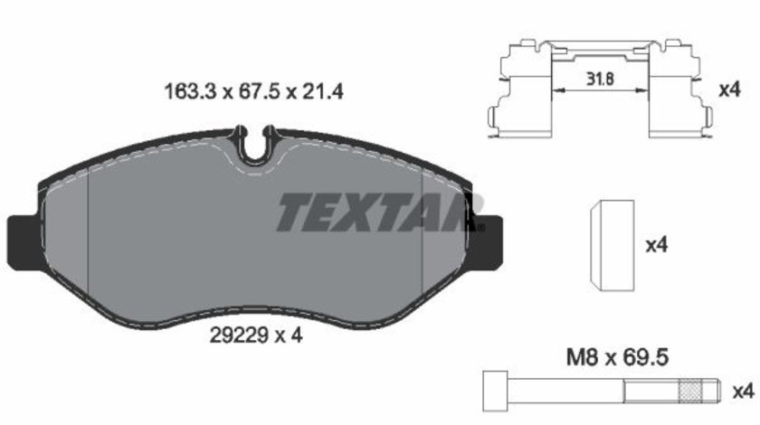 Set placute frana,frana disc punte fata (2922901 TEXTAR) IVECO