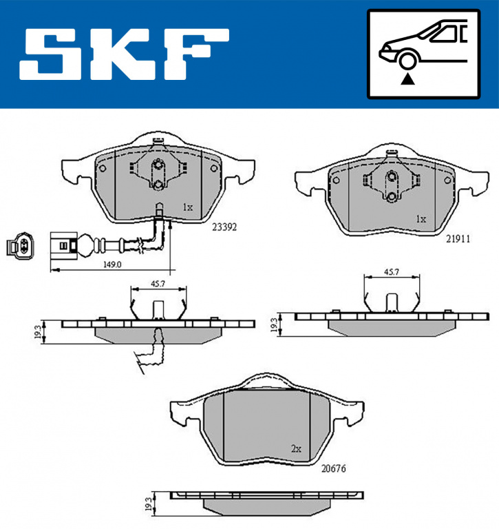 Set placute frana,frana disc punte fata (VKBP80270E SKF) AUDI,SEAT,SKODA,VW