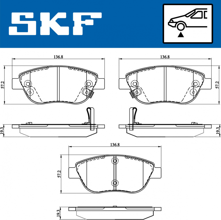 Set placute frana,frana disc punte fata (VKBP80280A SKF) FIAT