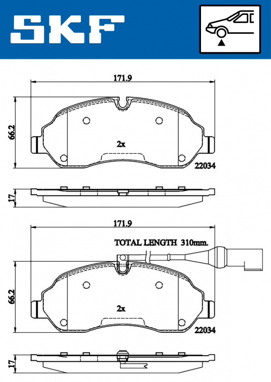 Set placute frana,frana disc punte fata (VKBP80377E SKF) FORD